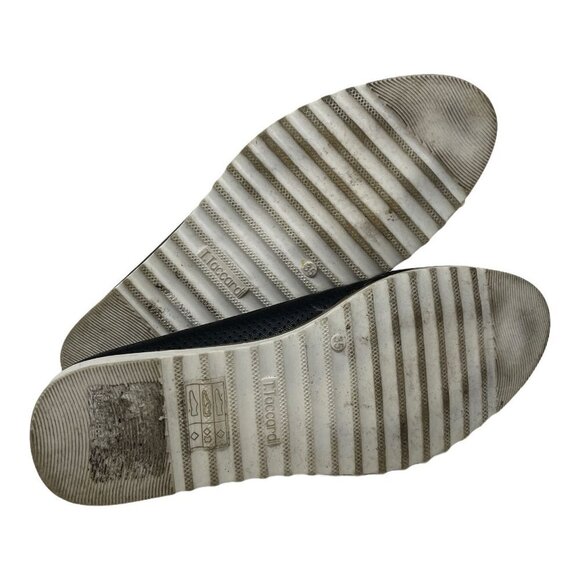 T.TACCARDI Size 35 Black Perforated Ballet Flats Shoes Bow Comfort - Picture 6 of 7